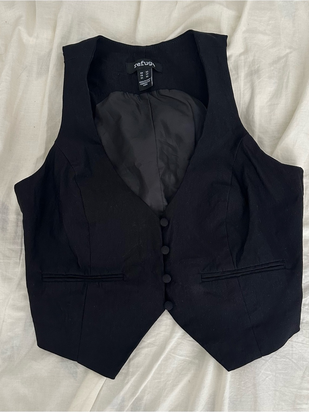 refuge Black Lined Vest with Subtle Stitching